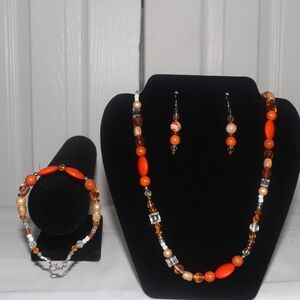 Orange Beaded Jewelry Set